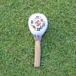 Peruvian Shamanic Ceremonial Rattle ( Maracas ) | Handle part made of Aya Vine | Jaguar and Chakana Hand Painted | Decorated with Watana