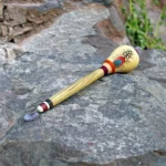 Peruvian Shamanic Ceremonial Shaman Rattle | Decorated with Amethyst, %100 Organic Rope and Macaw Feather | Handle part made of Aya Vine