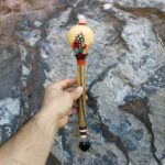 Peruvian Shamanic Ceremonial Shaman Rattle - Maracas | Decorated with Onix, %100 Organic Rope and Macaw Feather | Handle part made of Aya Vine