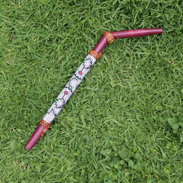 Rose Wood Tepi Applicator | Decorate Peruvian Turquoise, A piece of Aya Vine, Huni Kuin beads and Shipibo Fabric