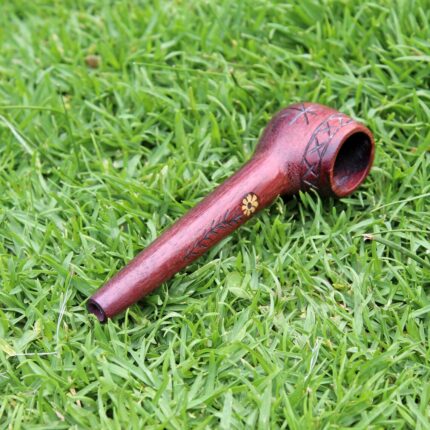 Handmade Tobacco Pipe Made of Rose Wood - Palo Violeta | Mapacho Pipe | Hand Carved | With a piece of Aya Vine