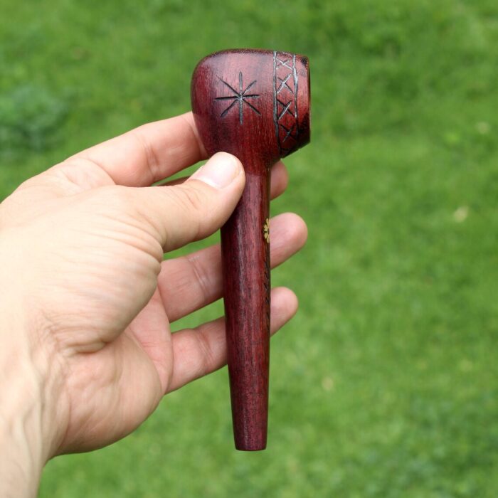 Handmade Tobacco Pipe Made of Rose Wood - Palo Violeta | Mapacho Pipe | Hand Carved | With a piece of Aya Vine
