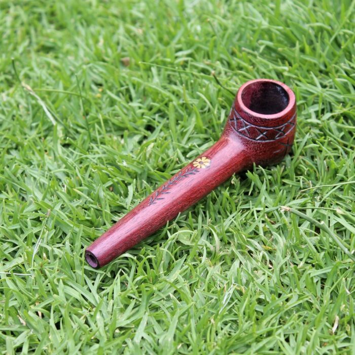 Handmade Tobacco Pipe Made of Rose Wood - Palo Violeta | Mapacho Pipe | Hand Carved | With a piece of Aya Vine
