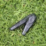 Triple Coca Leaf ( K'intu ) Stone Double Nose Kuripe Self Applicator Pipe Washable Made of Serpentine Stone