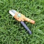 Palo Santo and Machu Picchu Stone Kuripe Self Applicator | Decorated with Clear Quartz, Beads and Peruvian Turquoise Stone