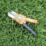 Palo Santo and Machu Picchu Stone Kuripe Self Applicator | Decorated with Clear Quartz, Beads and Peruvian Turquoise Stone