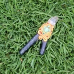 Machu Picchu Stone Kuripe Self Applicator | Decorated with Clear Quartz, Beads and Peruvian Turquoise Stone