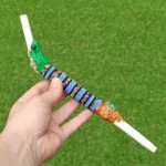 Tepi Applicator made of Bone | Decorated with Shipibo Beads, Peruvian Turquoise and Kambo Frog Figure