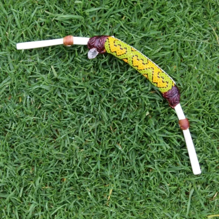 Tepi Applicator made of Bone | Decorated with Shipibo Beads, Mother of Pearl, Clear Quartz, Peruvian Turquoise and Aya Vine