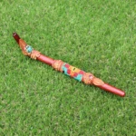 Tepi Applicator made of Palo Sangre | Decorated with Shipibo Beads, Peruvian Turquoise, Clear Quartz and Coca Leaf Figure Figure