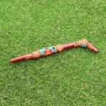 Tepi Applicator made of Palo Sangre | Decorated with Shipibo Beads, Peruvian Turquoise, Clear Quartz and Coca Leaf Figure Figure