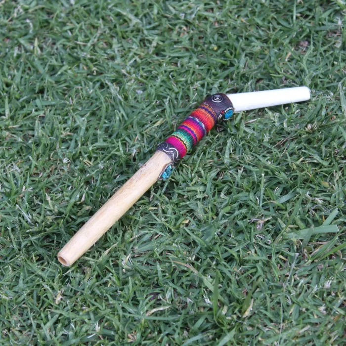 Palo Santo and Bone Tepi Applicator | Decorate Peruvian Turquoise and Andean Pattern Fabric