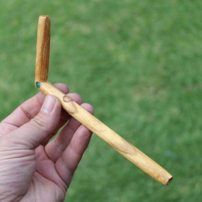 Thin Tepi Applicator made of Palo Santo | Decorated with Peruvian Turquoise and Aya Vine