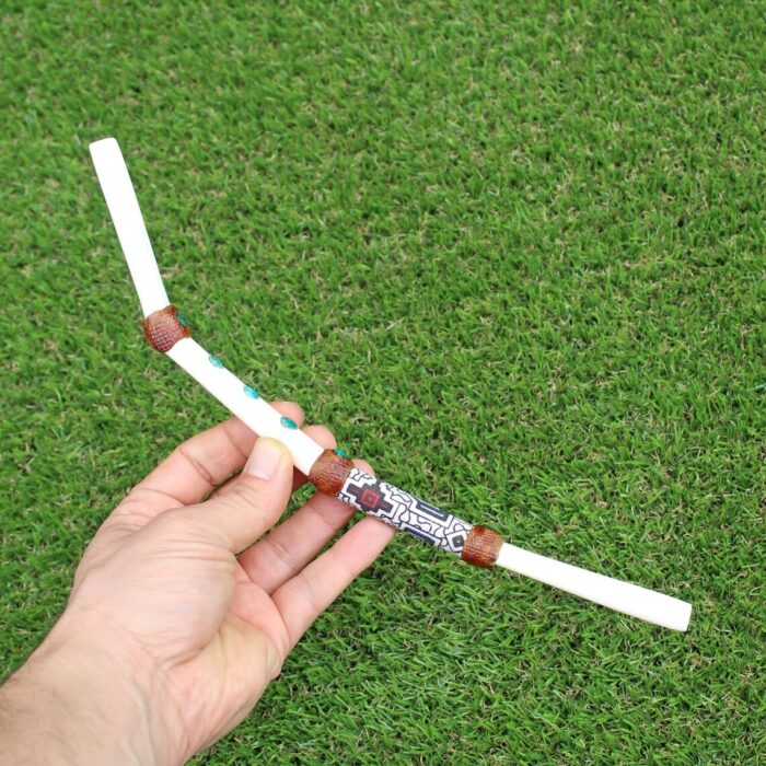 Bone Tepi Applicator | Decorated with Peruvian Turquoise and Shipibo Fabric