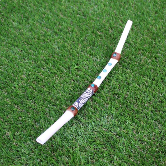 Bone Tepi Applicator | Decorated with Peruvian Turquoise and Shipibo Fabric