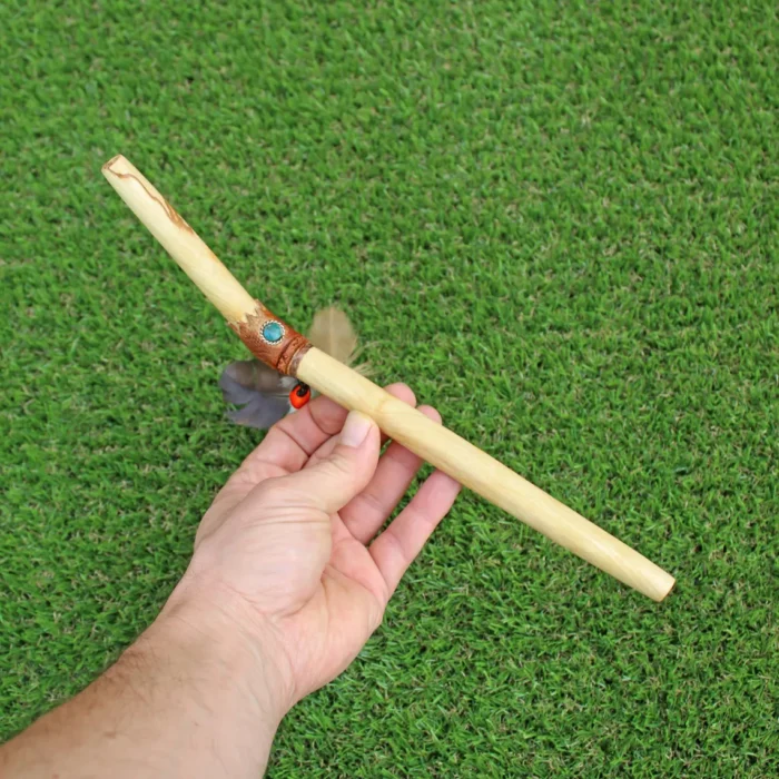 Palo Santo Tepi Applicator | Decorated with Peruvian Turquoise and Domestic Feather