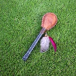 Snake Figure Shamanic Rattle ( Maracas ) from Peru | Handle part made of Machu Picchu Stone | Decorated with Domestic Feather