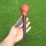 Chakana Shaped Shamanic Rattle | Handle part made of Machu Picchu Stone | Decorated with Domestic Feather | Peruvian Musical Instruments