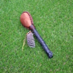 Owl Figure Shamanic Rattle | Handle part made of Machu Picchu Stone | Decorated with Domestic Feather | Peruvian Musical Instruments