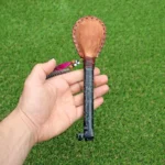 Trilogy Figure Shamanic Rattle | Handle part made of Machu Picchu Stone | Decorated with Domestic Feather | Peruvian Musical Instruments