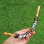 Shipibo Embroidered Tepi Applicator made of Palo Santo | Decorated with Shipibo Embroidery, a piece of Aya Vine and Peruvian Turquoise