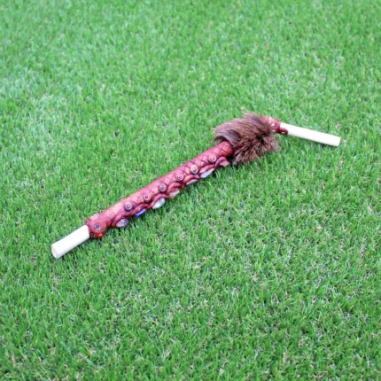 Tepi Applicator made of Llama Bone | Decorated with Peruvian Turquoise, 7 Chakra' s Stone and Fox Fur