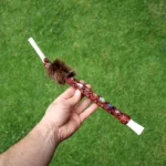 Tepi Applicator made of Llama Bone | Decorated with Peruvian Turquoise, 7 Chakra' s Stone and Fox Fur