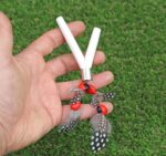 Bone Kuripe Self Applicator | Decorated with Peruvian Turquoise and Domestic Feather