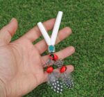 Bone Kuripe Self Applicator | Decorated with Peruvian Turquoise and Domestic Feather