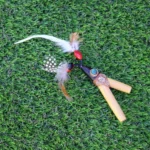 Kuripe Self Applicator | Made of Bobinsana | Decorated with Peruvian Turquoise, Aya Vine and Domestic Feather