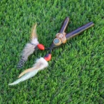 Chonta Kuripe Self Applicator | Made of Chonta | Decorated with Peruvian Turquoise, Aya Vine and Domestic Feather