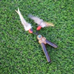 Chonta Kuripe Self Applicator | Made of Chonta | Decorated with Peruvian Turquoise, Aya Vine and Domestic Feather