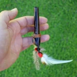 Chonta Kuripe Self Applicator | Made of Chonta | Decorated with Peruvian Turquoise, Aya Vine and Domestic Feather