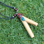 Necklace Kuripe Self Applicator | Made of Palo Santo | Decorated with Peruvian Turquoise