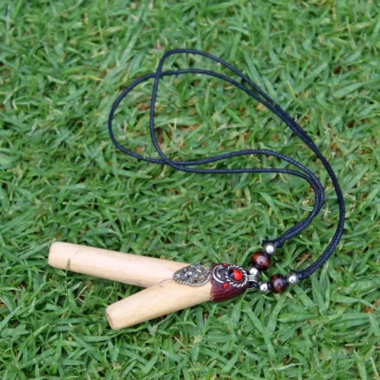Necklace Kuripe Self Applicator | Made of Palo Santo | Decorated with Pyrite