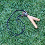 Necklace Kuripe Self Applicator | Made of Palo Santo | Decorated with Smoky Quartz and Peruvian Turquoise