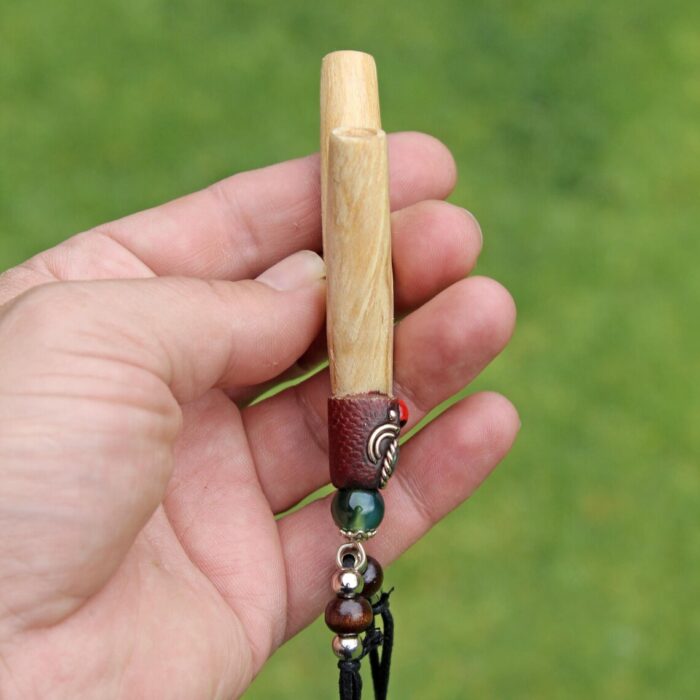 Necklace Kuripe Self Applicator | Made of Palo Santo | Decorated with Green Jade and Peruvian Turquoise