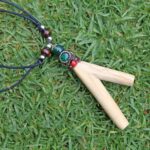Necklace Kuripe Self Applicator | Made of Palo Santo | Decorated with Green Jade and Peruvian Turquoise