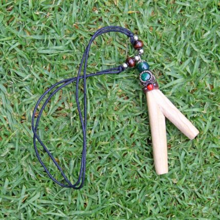 Necklace Kuripe Self Applicator | Made of Palo Santo | Decorated with Green Jade and Peruvian Turquoise