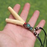 Necklace Kuripe Self Applicator | Made of Palo Santo | Decorated with Green Jade and Peruvian Turquoise