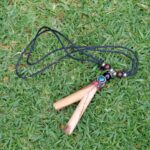 Necklace Kuripe Self Applicator | Made of Palo Santo | Decorated with Obsidian and Peruvian Turquoise