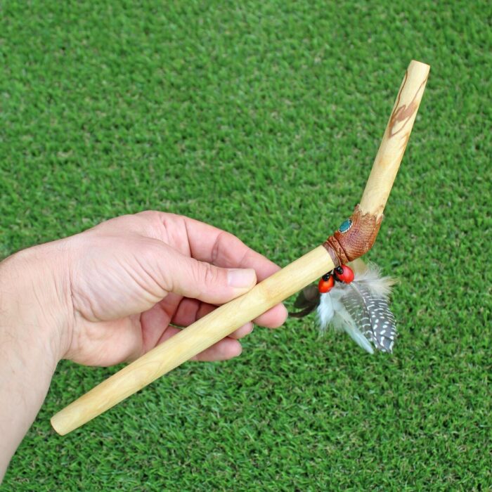 Palo Santo Kuripe Tepi Set | Necklace Kuripe | Made of Palo Santo | Decorated with Aya Vine, Domestic Feather and Peruvian Turquoise