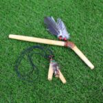 Palo Santo Kuripe Tepi Set | Necklace Kuripe | Made of Palo Santo | Decorated with Aya Vine, Domestic Feather and Peruvian Turquoise