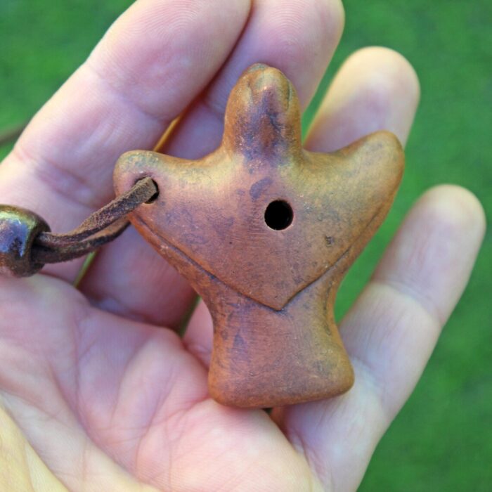 Shamanic Condor Whistle Necklace – Handcrafted Clay Pendant for Ceremonial Sound Healing & Calling the Ancestors Spirits