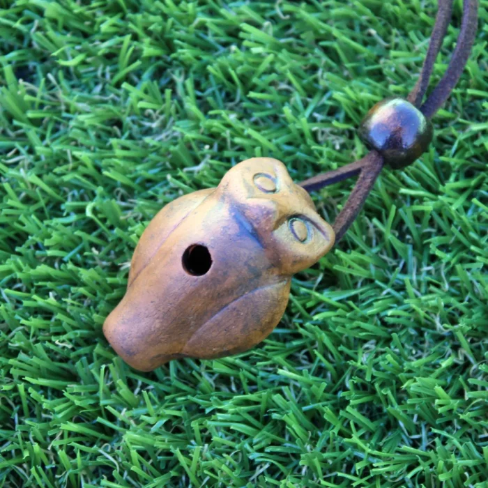 Shamanic Owl Whistle Necklace – Handcrafted Clay Pendant for Ceremonial Sound Healing & Calling the Ancestors Spirits