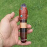 Unique Hapeh Bottle | Made of Palo Sangre, Palo Santo, Chonta Wood, Madera Negra, Peruvian Turquoise and Ametyst