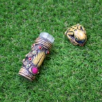 Kambo Figure Frog Hapeh Bottle | Decorated with Lapis Lazuli and Pink Jade