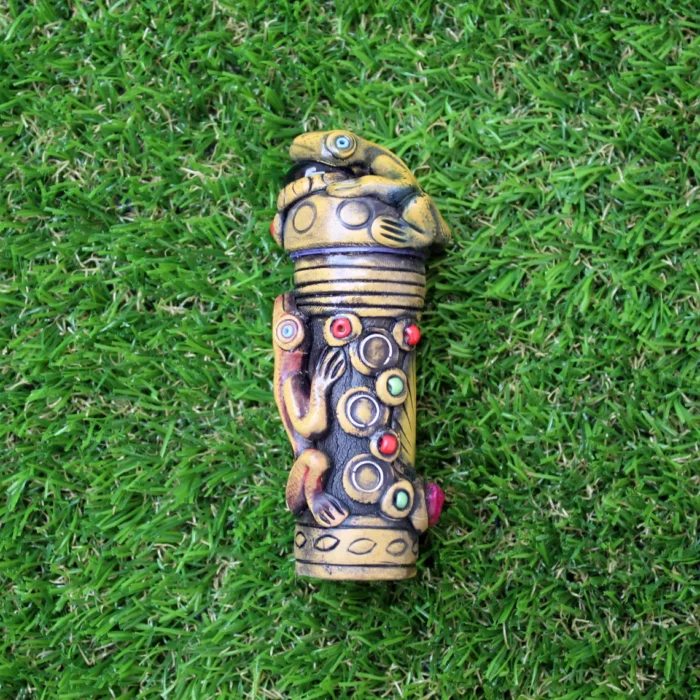 Kambo Figure Frog Hapeh Bottle | Decorated with Lapis Lazuli and Pink Jade