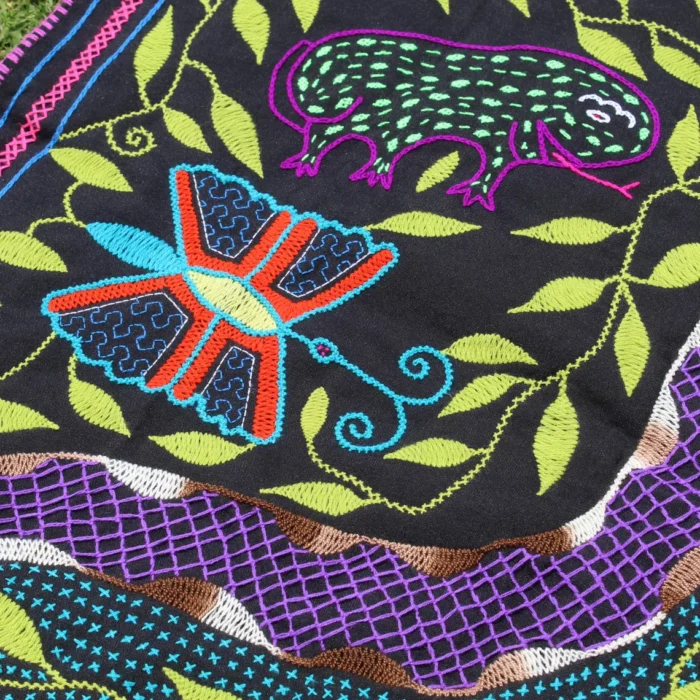 Shipibo Altar Cloth: Traditional Embroidered Shaman Textile