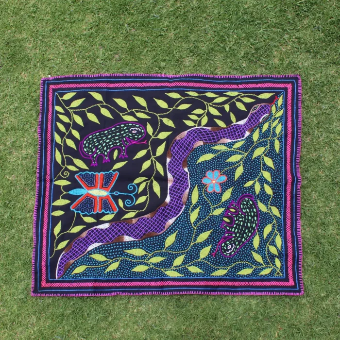 Shipibo Altar Cloth: Traditional Embroidered Shaman Textile